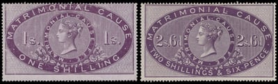 GB.  Matrimonial Cause. 1858 1s and 2s6d lilac values mint